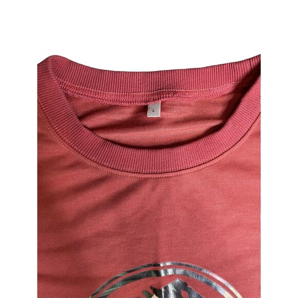 Motherhood Is Just a Walk In the Park Sweatshirt T-Rex Crewneck Large Coral - Picture 4 of 8